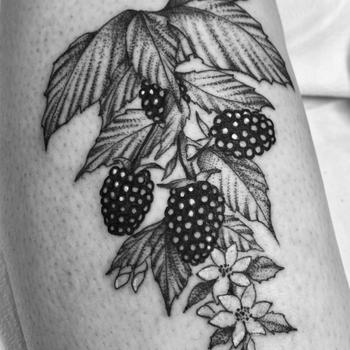 Fine Line Blackberry Tattoo