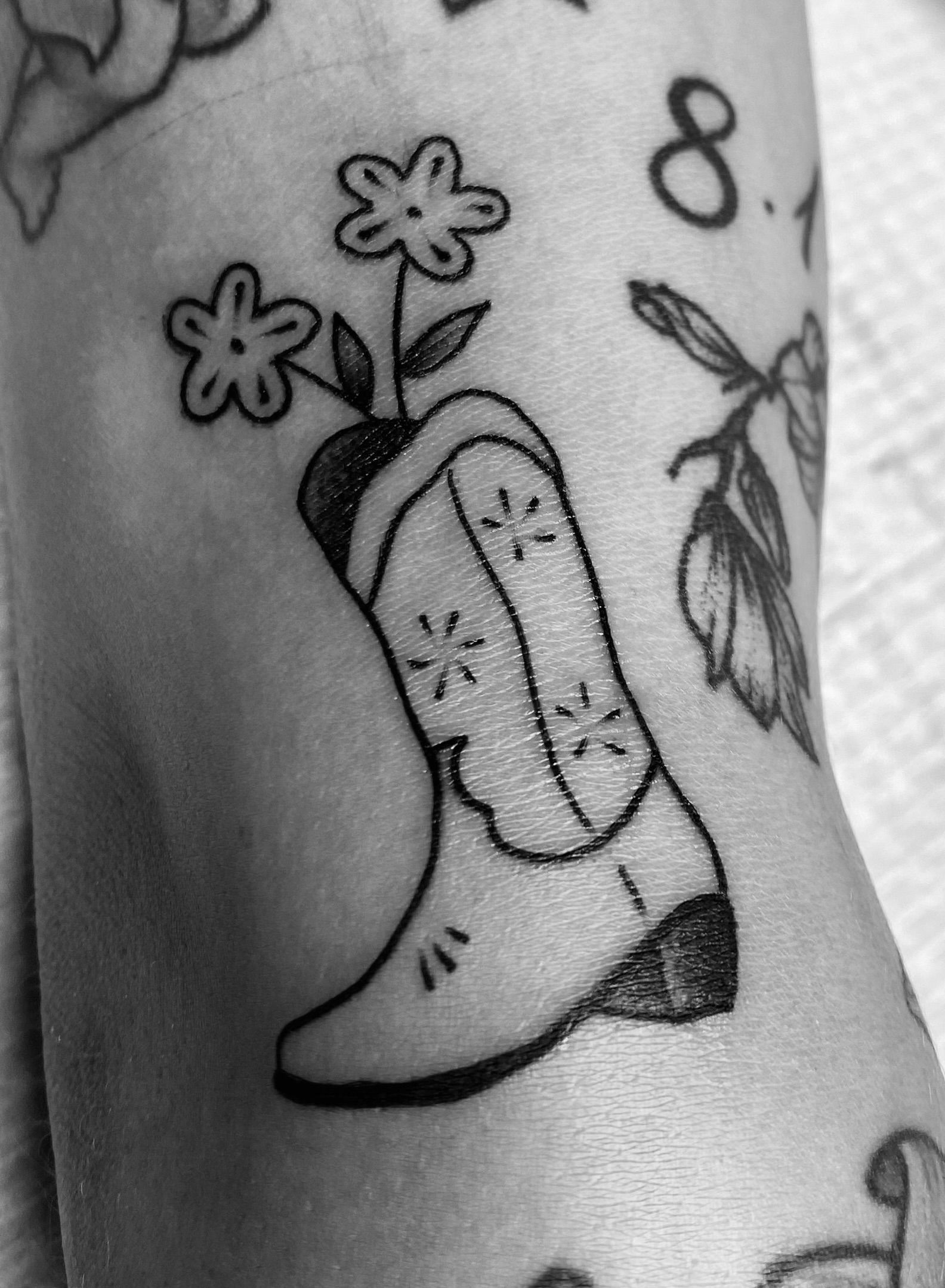 Wildflower Cowgirl Boot Tattoo