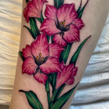 Beautiful Pink Gladiolus Tattoo
