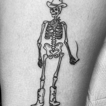 Skeleton Cowboy with Cigarette