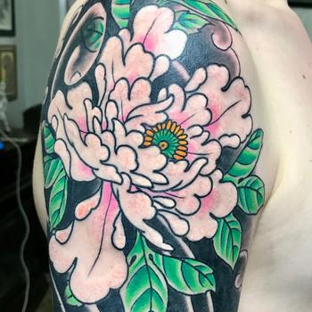 Japanese Peony Half Sleeve Tattoo