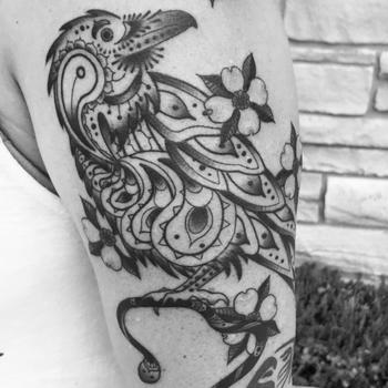 Ethereal Raven with Blossoms