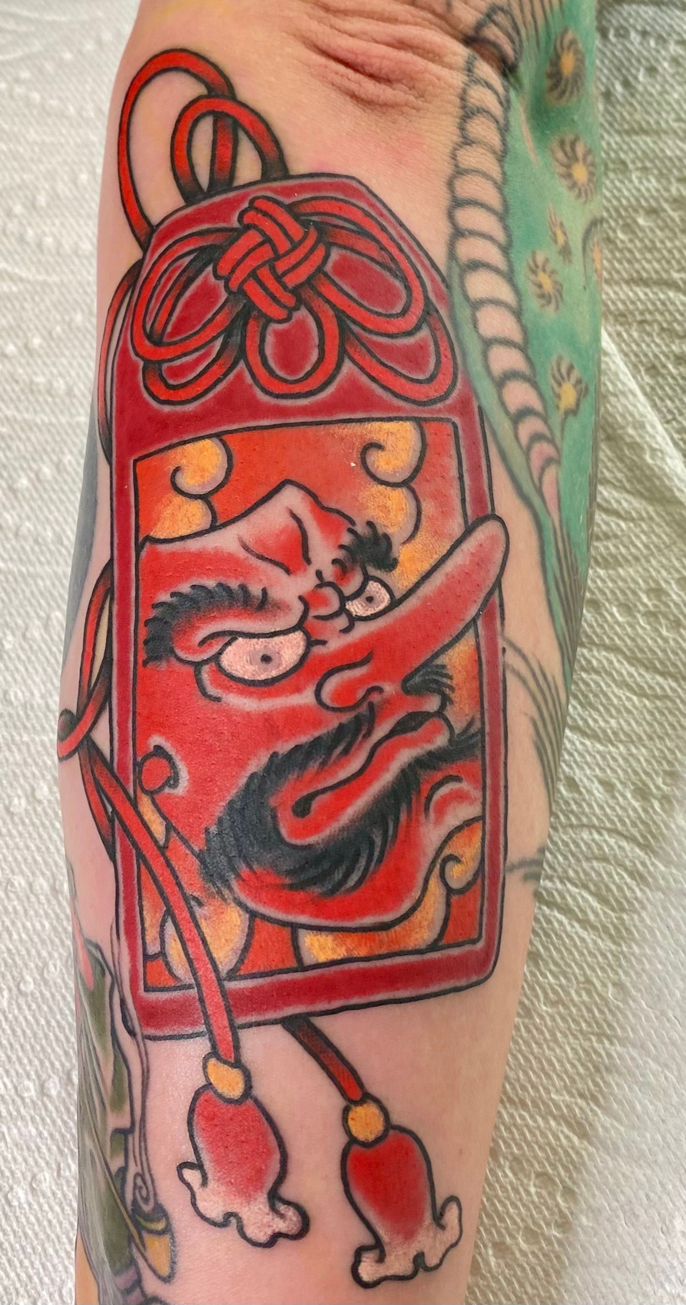 Tengu Mask Omamori Tattoo
