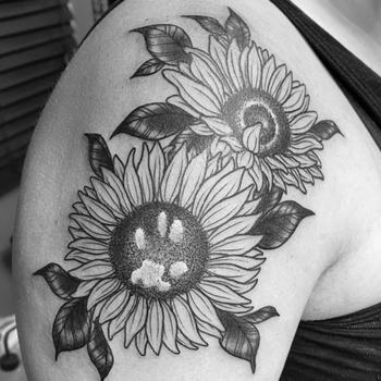 Sunflower & Paw Print Harmony